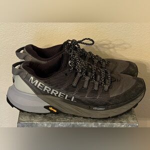 Merrell Agility Peak 4 Black, Gray Low Hiking Shoes, J135107, Size 9.5